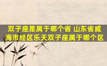 双子座是属于哪个省 山东省威海市经区乐天双子座属于哪个区